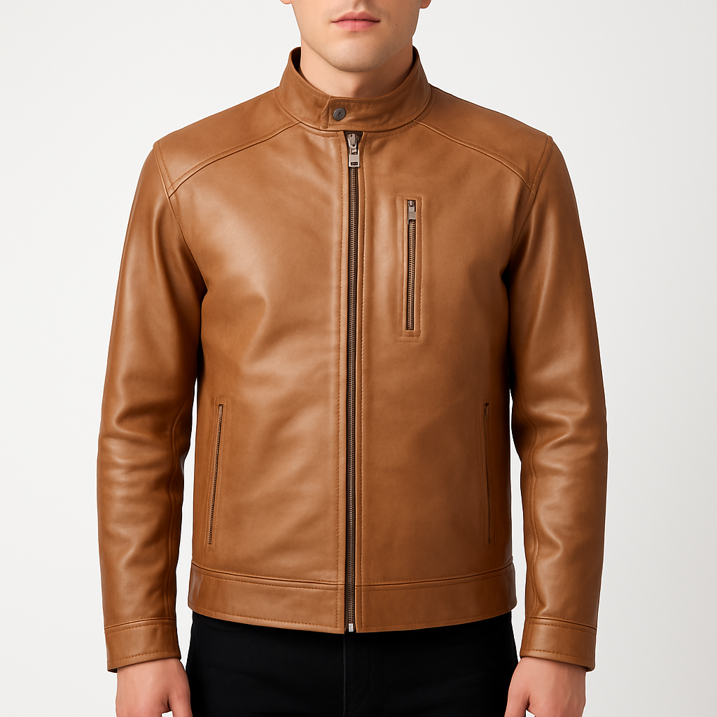 Men's Light Brown Genuine Leather Jacket