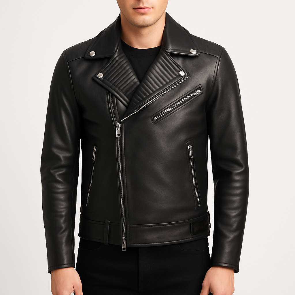 Men's Quilted Biker Leather Jacket