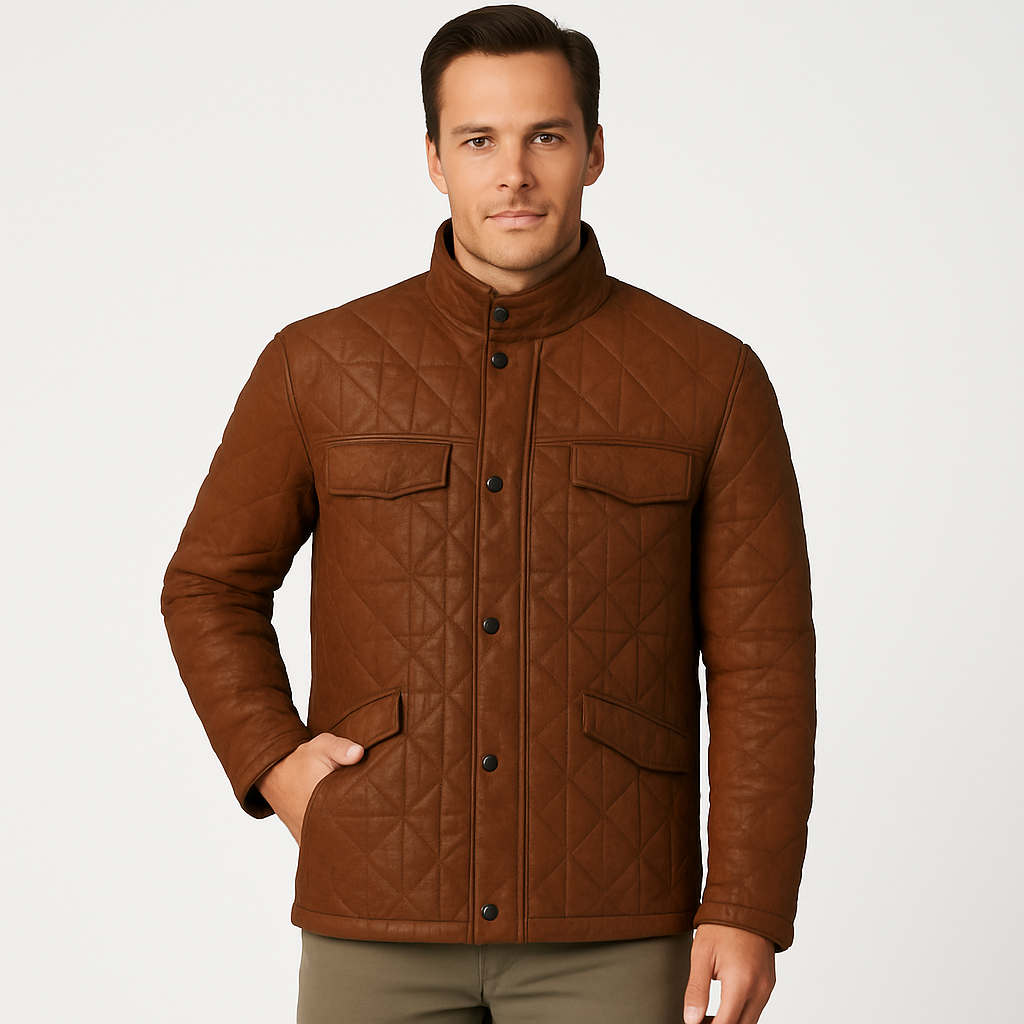 Men's Real Brown Leather Stylish Jacket