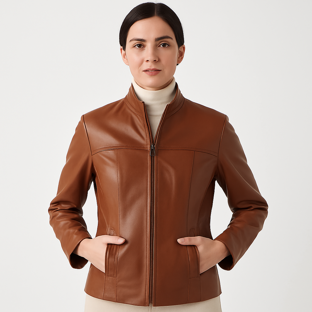 Women's Real Tan Leather Classic Jacket