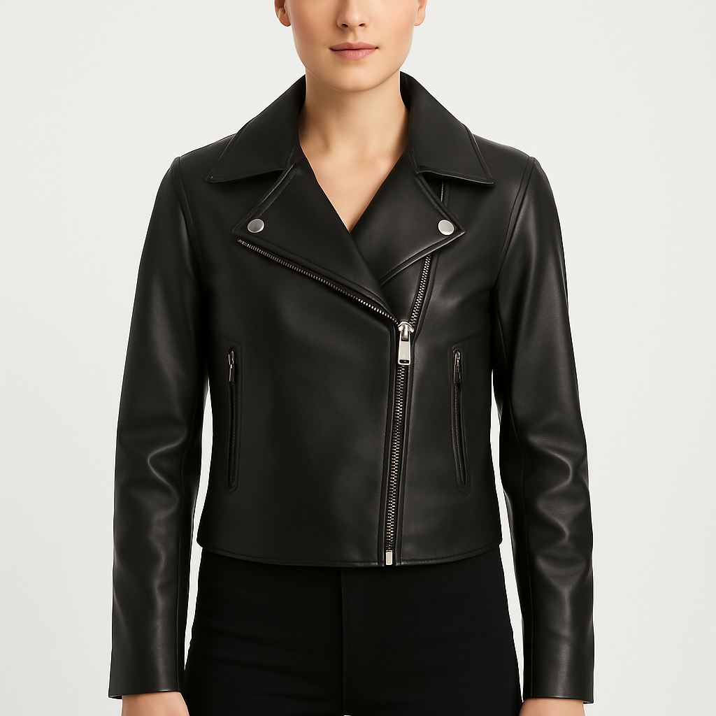 Women's Black Real Leather Biker Jacket