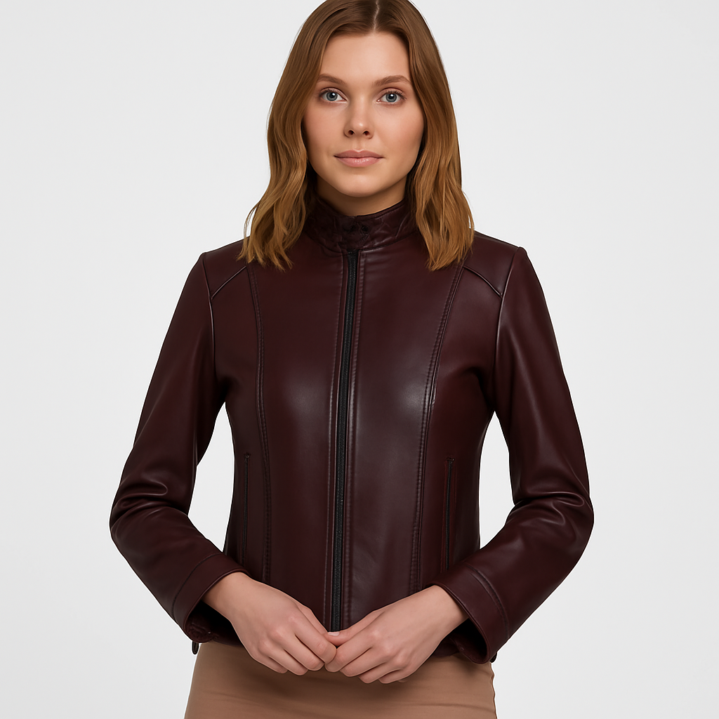 Women's Dark Brown Real Leather Brando Style Jacket