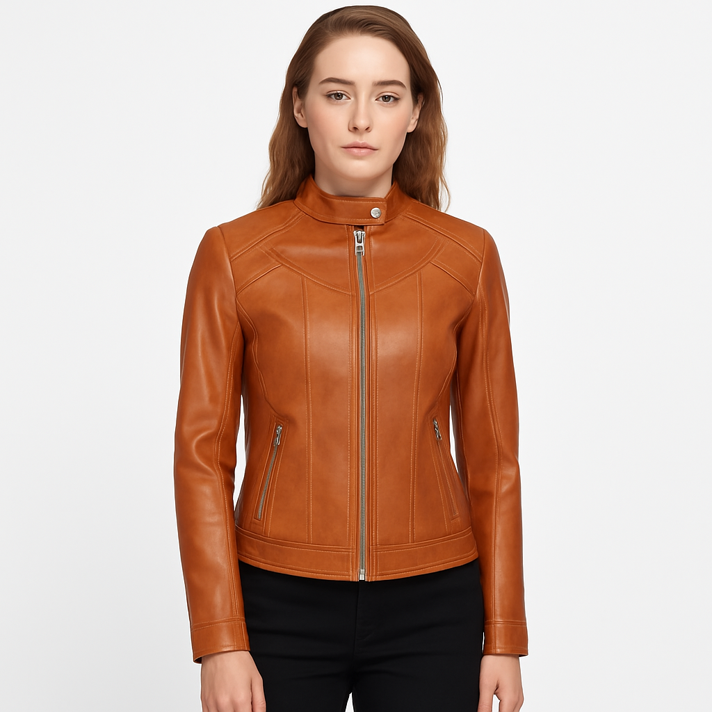 Women's Real Brown Waxed Leather Jacket