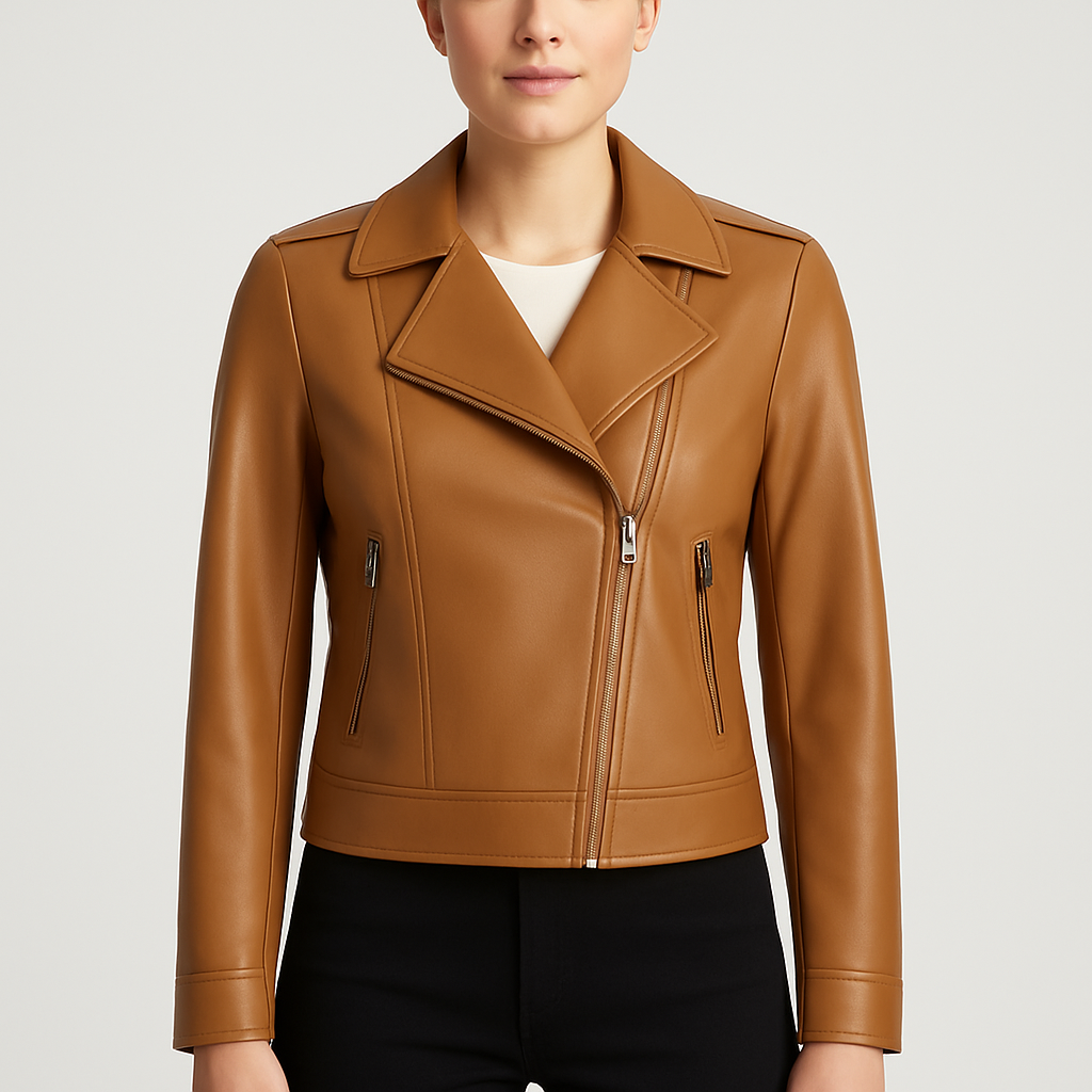 Women's Moto Brown Leather Jacket