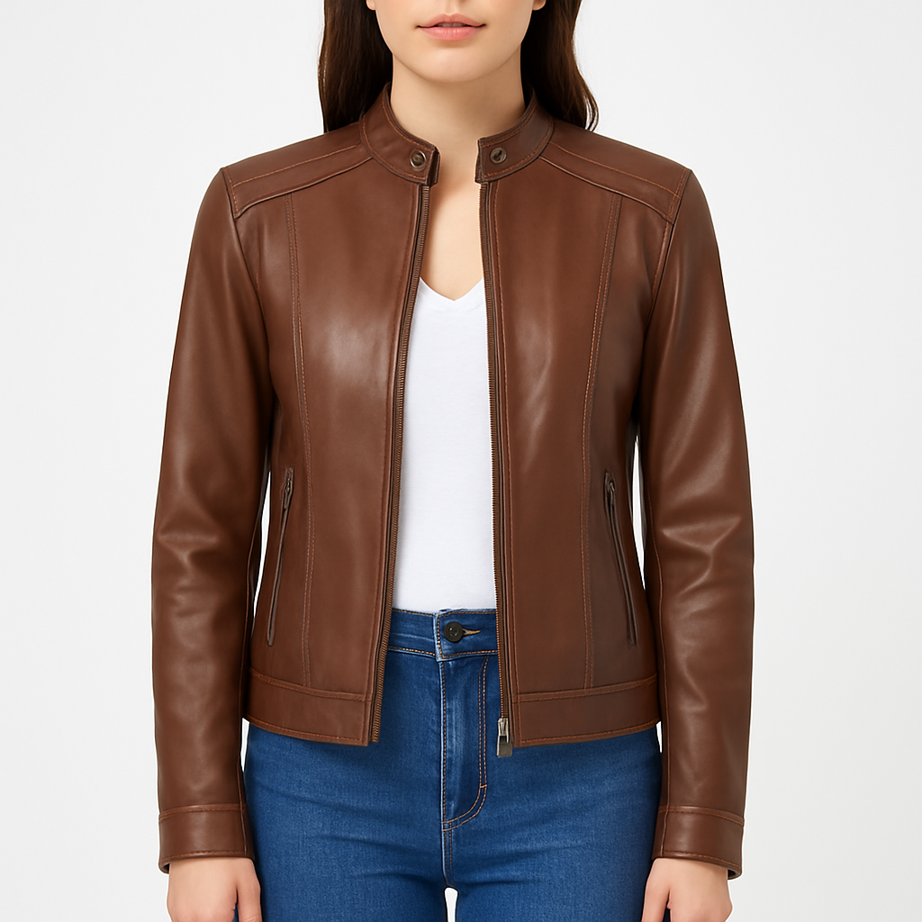 Women's Real Brown Leather Classic Jacket