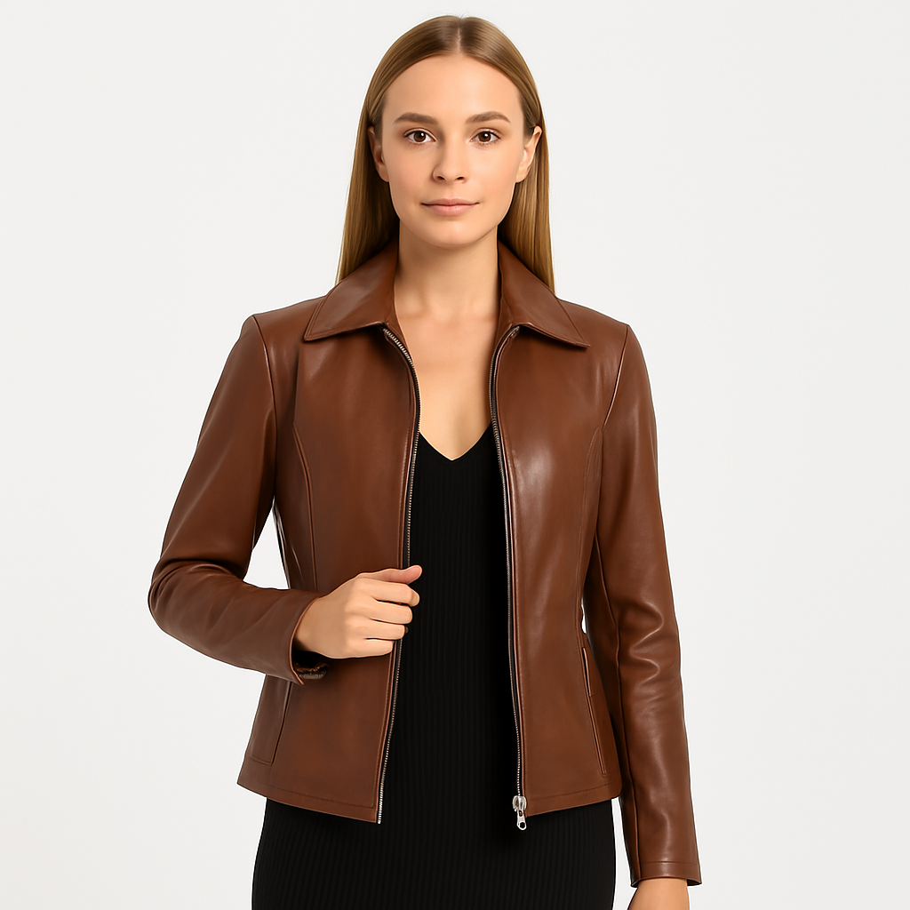 Women's Fiona Brown Genuine Leather Jacket
