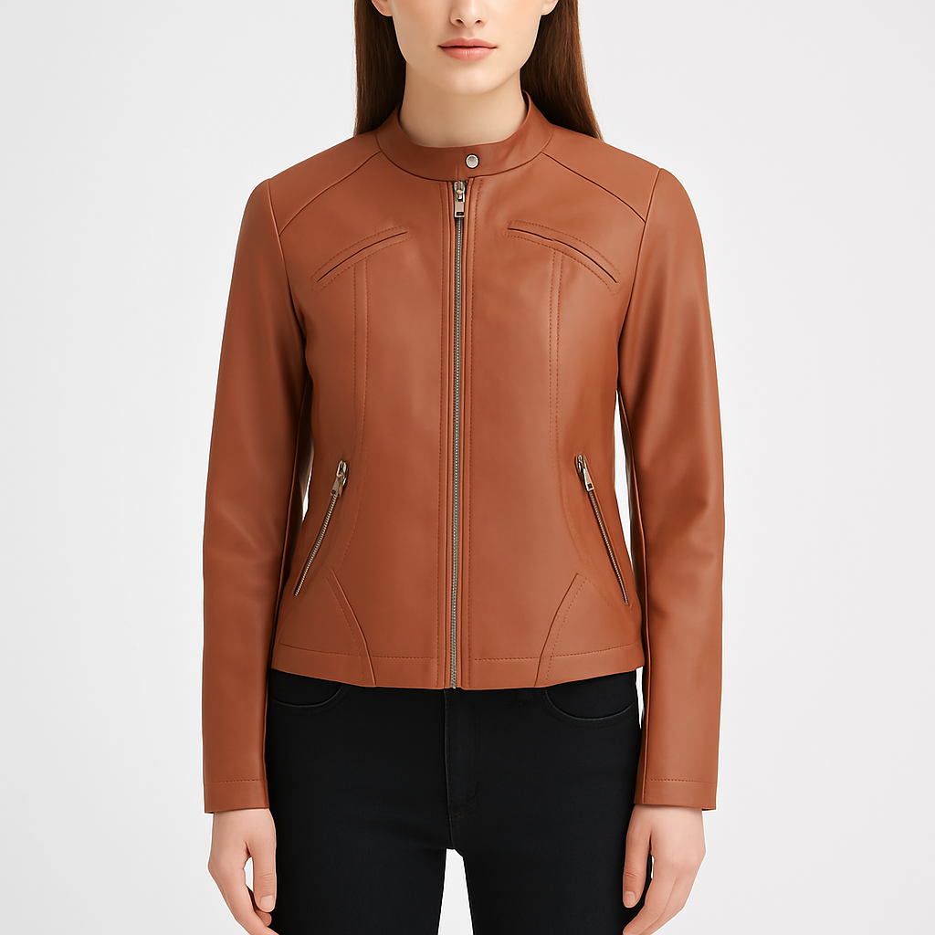 Women's Brown Faux Leather Jacket
