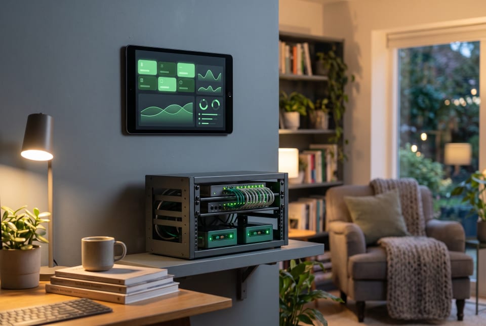 Green status lights on a homelab dashboard showing Proxmox 9 running stable after the upgrade