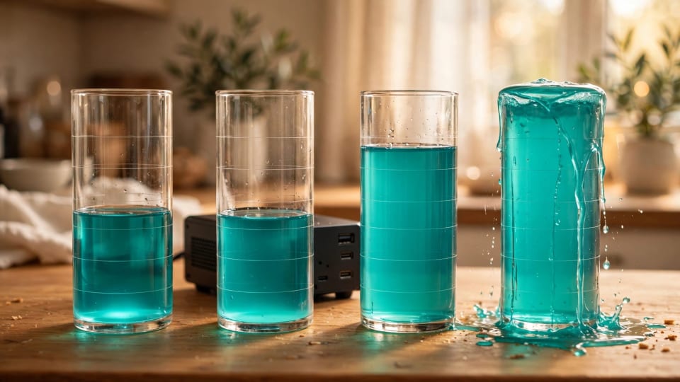 Glass tanks filled to different levels showing how much VRAM for local LLM models you need