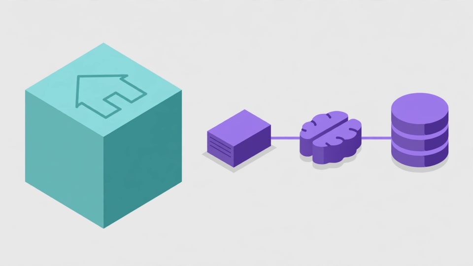 Illustration comparing the one-box setup of ZimaOS Photos vs Immich’s multi-service Docker setup