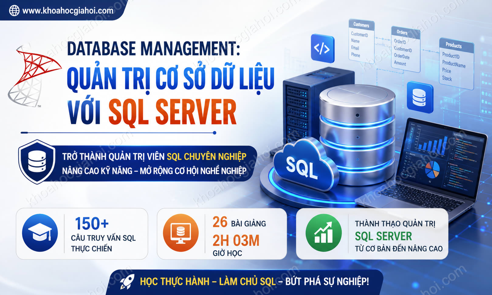 Khóa học Database Management: Quản trị cơ sở dữ liệu với SQL Server