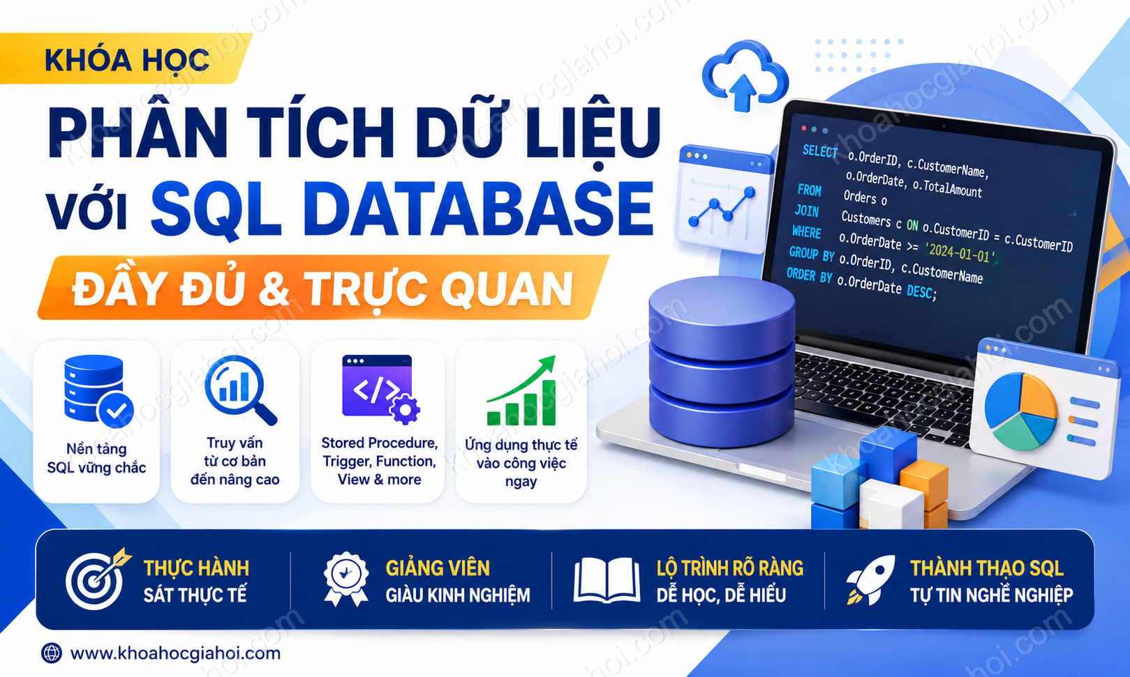 Khóa Phân Tích Dữ Liệu Với Sql Database Đầy Đủ & Trực Quan
