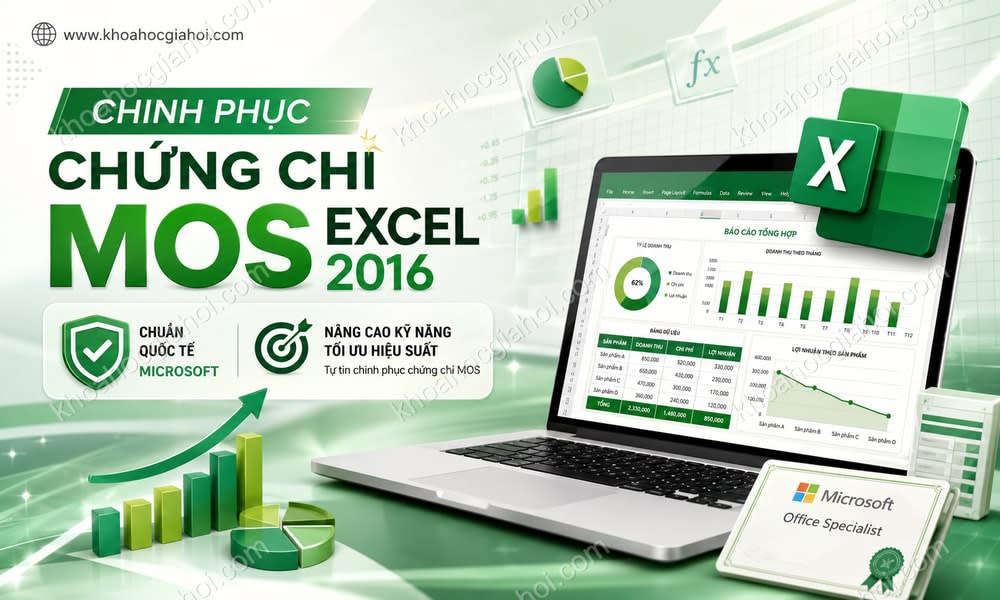 Khóa Học Chinh Phục Chứng Chỉ Mos Excel 2016