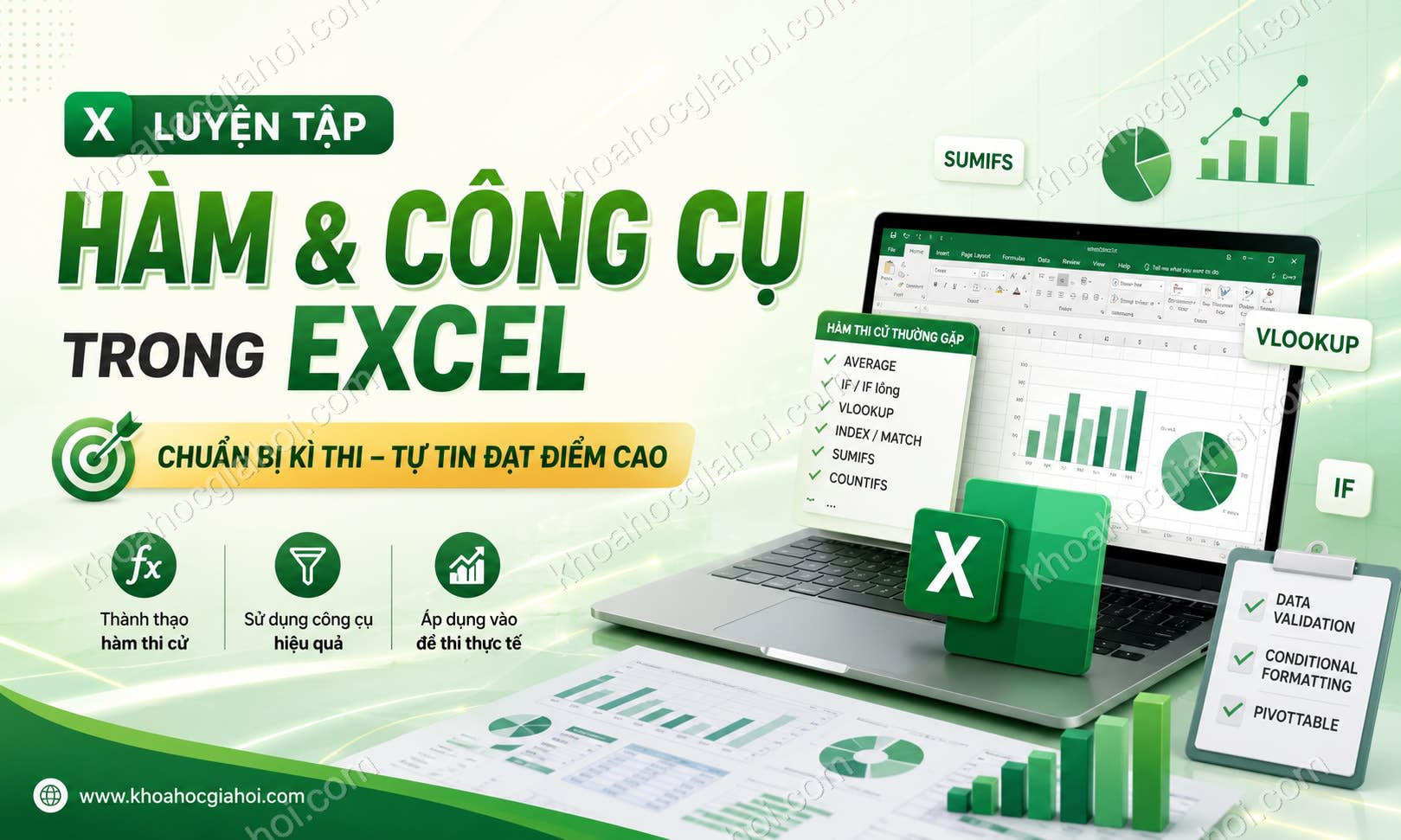 Luyện Tập Các Hàm Và Công Cụ Trong Excel, Chuẩn Bị Cho Các Kì Thi Cùng Học Excel Online Luyện Tập Các Hàm Và Công Cụ Trong Excel, Chuẩn Bị Cho Các Kì Thi Cùng Học Excel Online