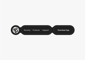 Website navigation bar with Security, Products and Support links, designed by Zynith Labs