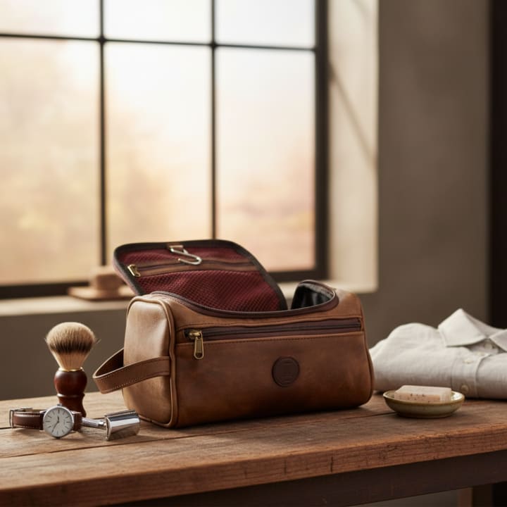 Chuck Men's Leather Toiletry bag - Diesel Brown