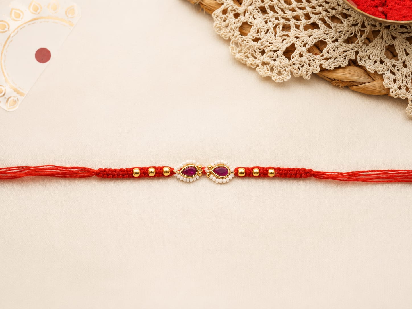 Ruby Twin Drop Designer Rakhi