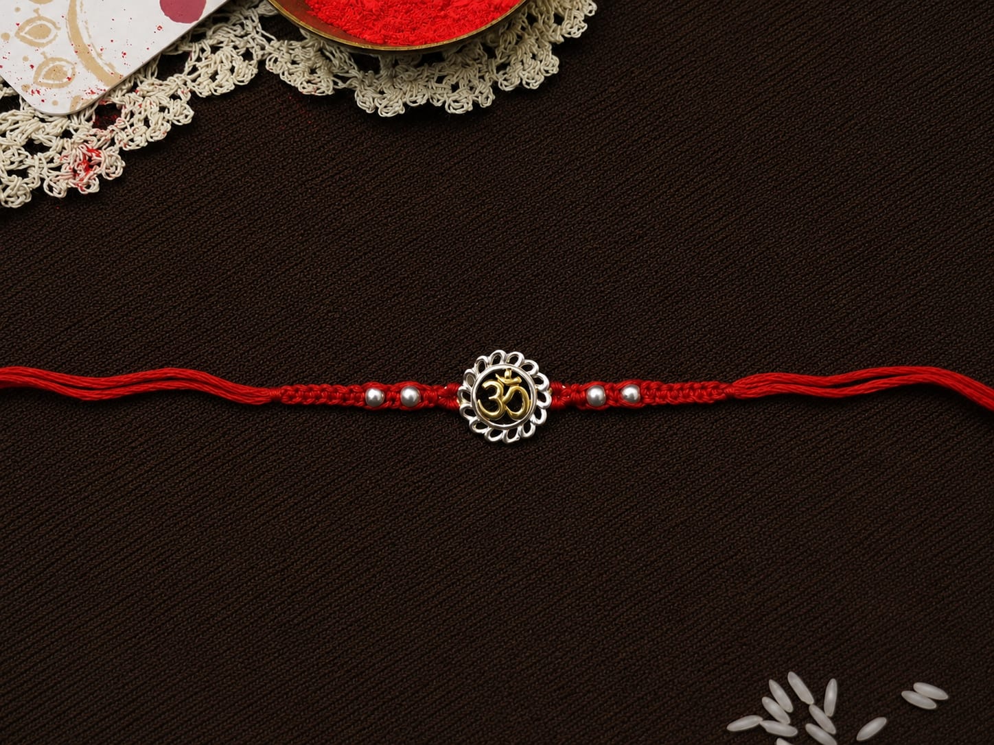 Heritage Om  Silver Rakhi
