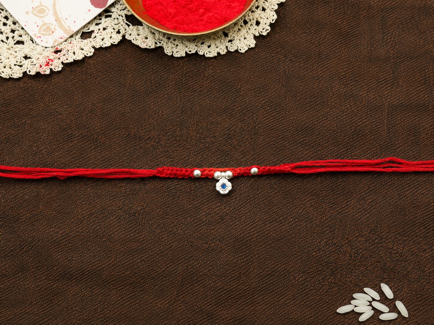 Blue Grace  Silver Bhabhi Rakhi