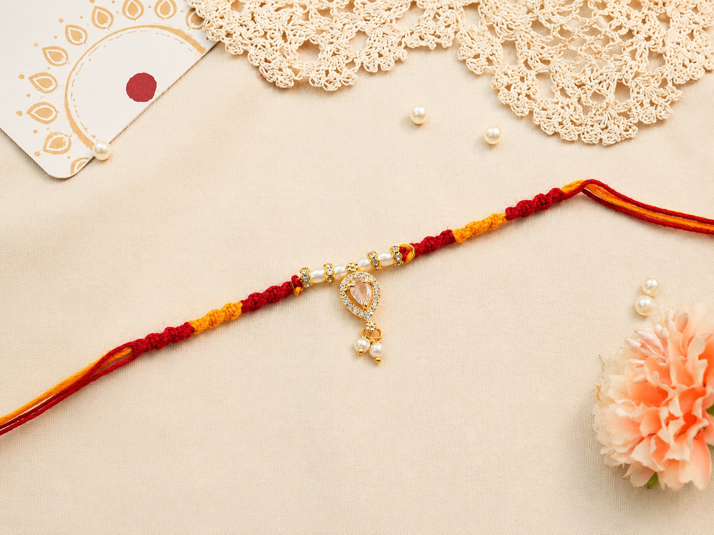 Pearl Elegance AD Bhabhi Rakhi