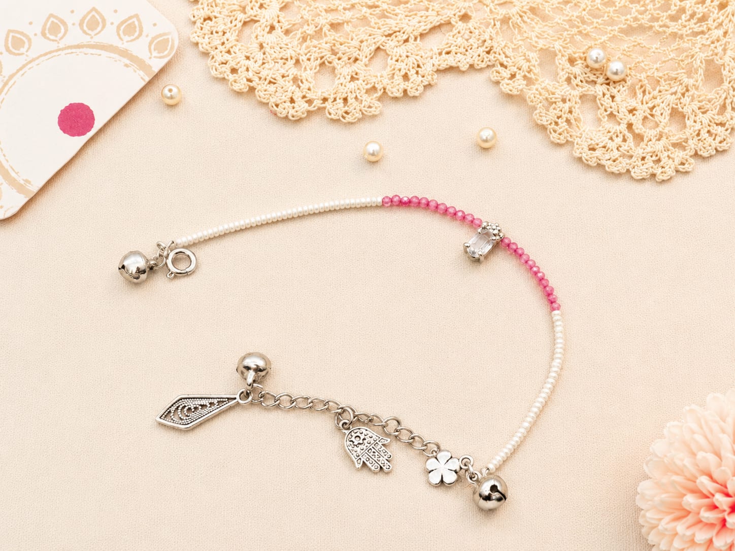 Blush Pearl Charm Bhabhi Rakhi