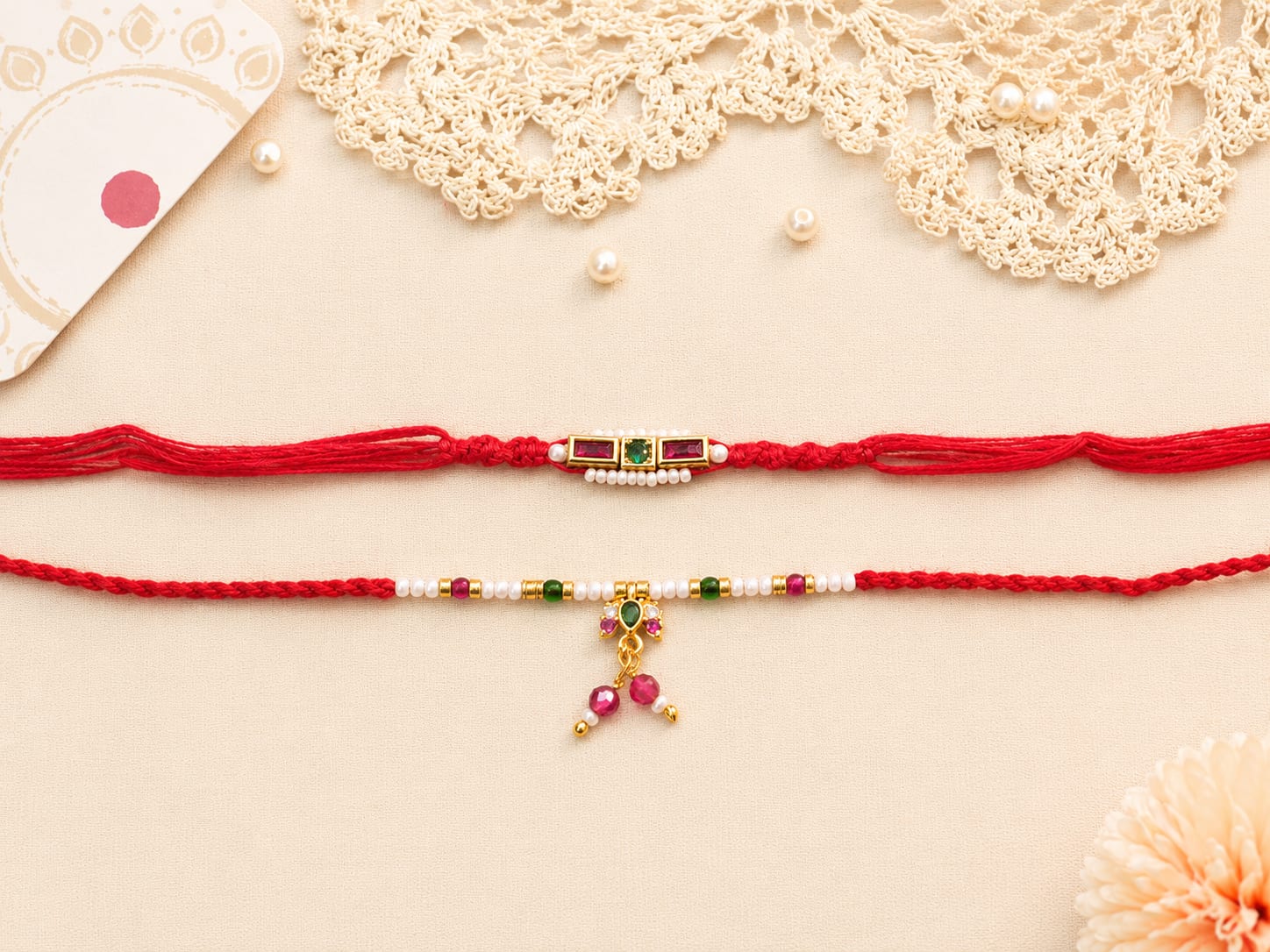 Tricolor Elegance Couple Rakhi Set