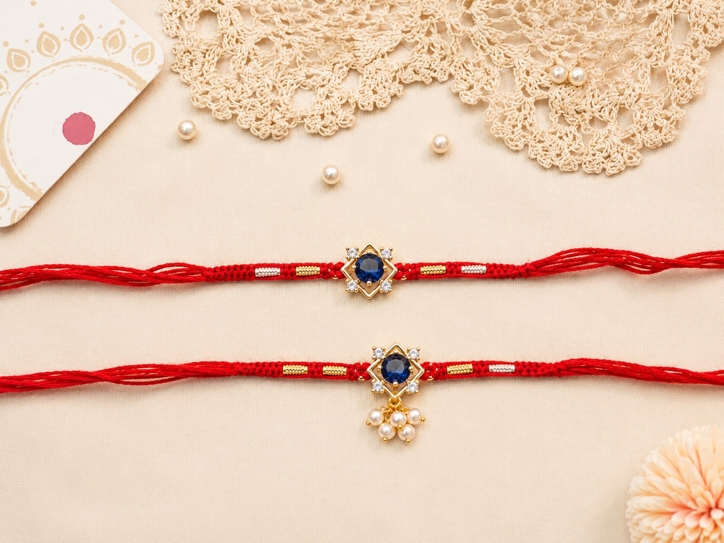 Royal Sapphire Couple Rakhi Set