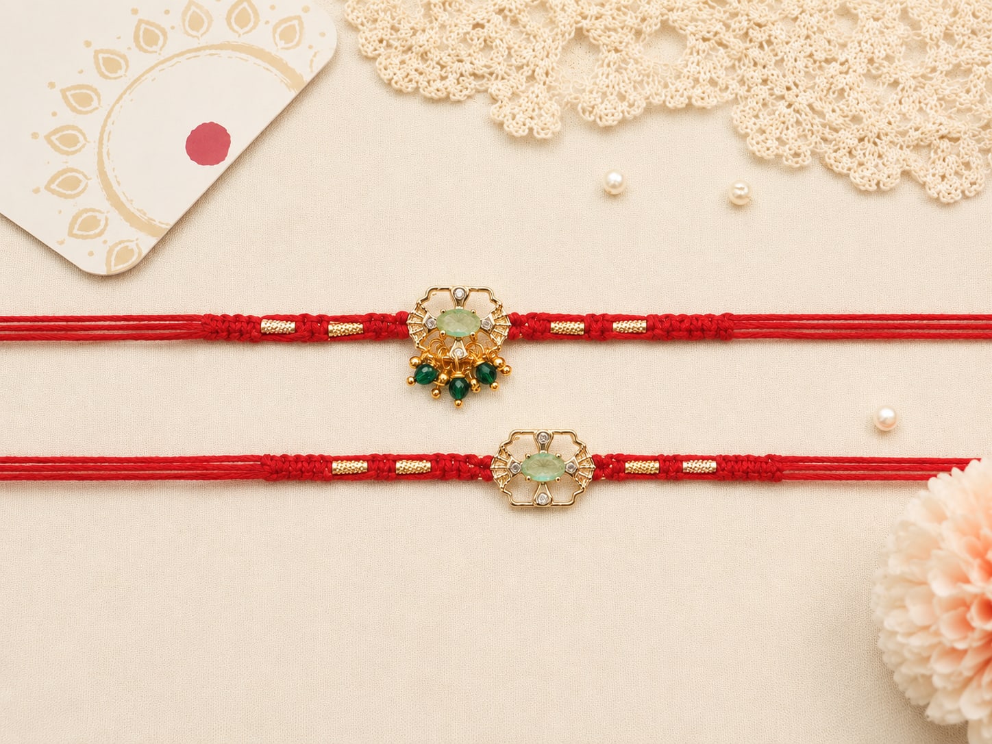 Emerald Grace AD Couple Rakhi Set