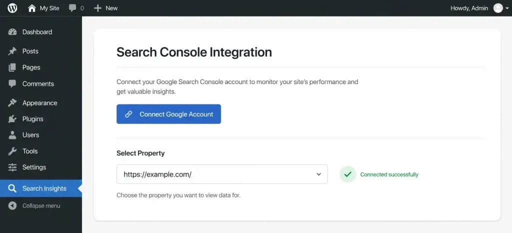 Rank Math Google Search Console integration screen inside the setup wizard