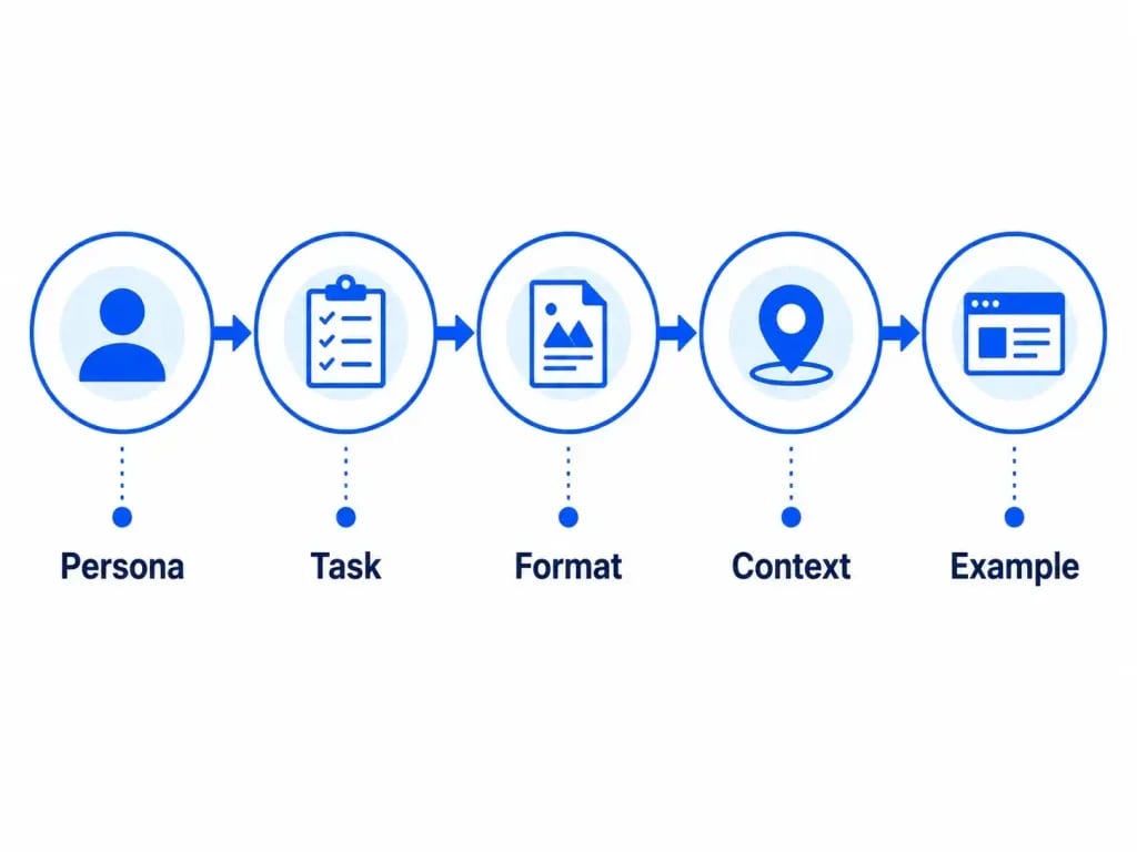 Five key elements of an effective SEO prompt for ChatGPT persona task format context example
