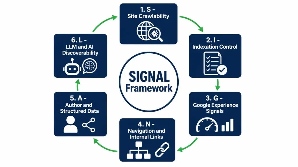 SIGNAL Framework six-stage technical SEO audit sequence for bloggers