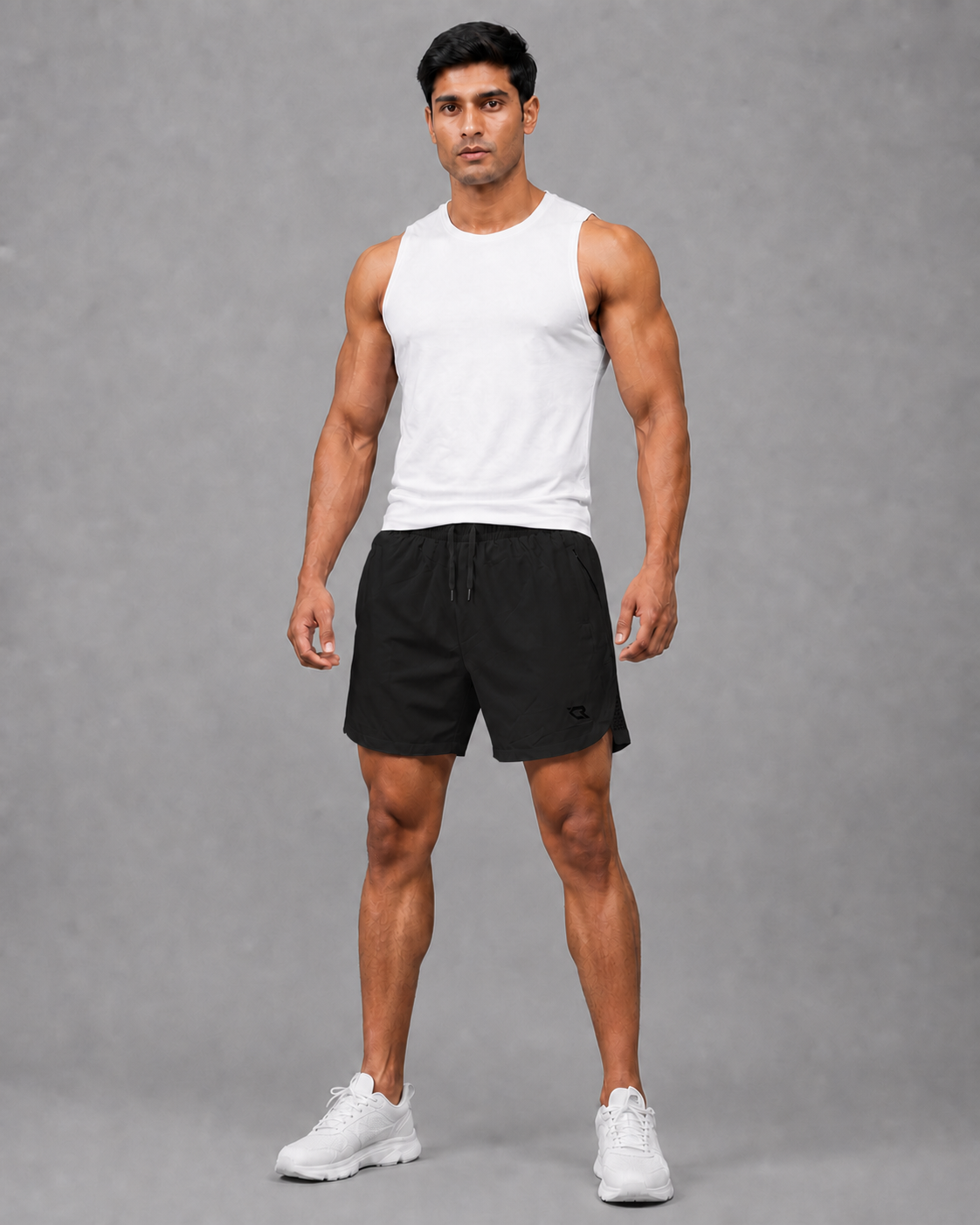 CRUISIN 101 men's training shorts in Black, front view