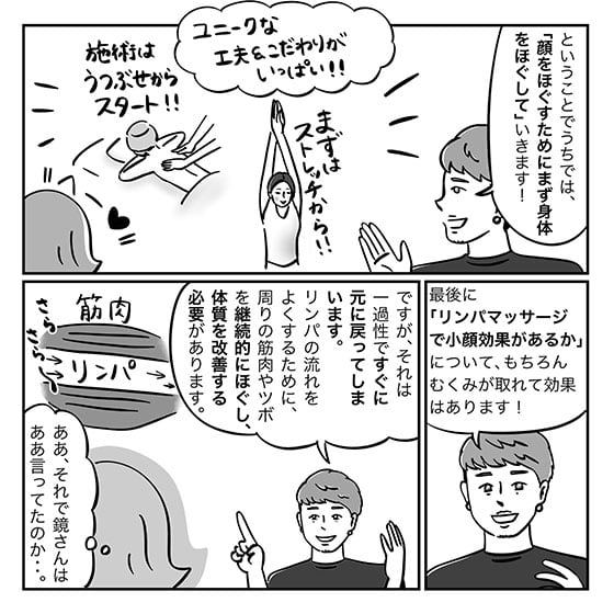 リンパマッサージで小顔効果がある 漫画 岡山里香のそれゆけ 美人道 Vol 26 小顔矯正 コルギでむくみを根本から解決 前編 岡山里香のそれゆけ 美人道 美容メディアvoce ヴォーチェ