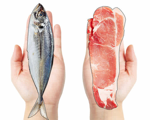 【タンパク質】1食につき手のひら1枚分の肉や魚