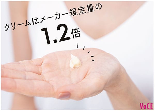 クリームはメーカー規定量の1.2倍