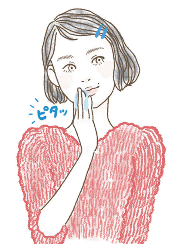 イラスト/ザラつきが気になる部分にパッドのエンボス面をピタッと肌に押し当てる