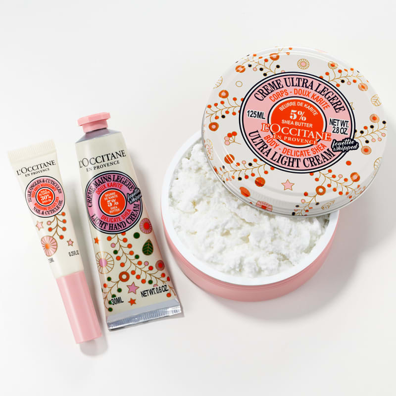 ロクシタン フローラルコットン シア ネイルオイル、フローラルコットン スノーシア ハンドクリーム、フローラルコットン スノーシア ボディクリーム