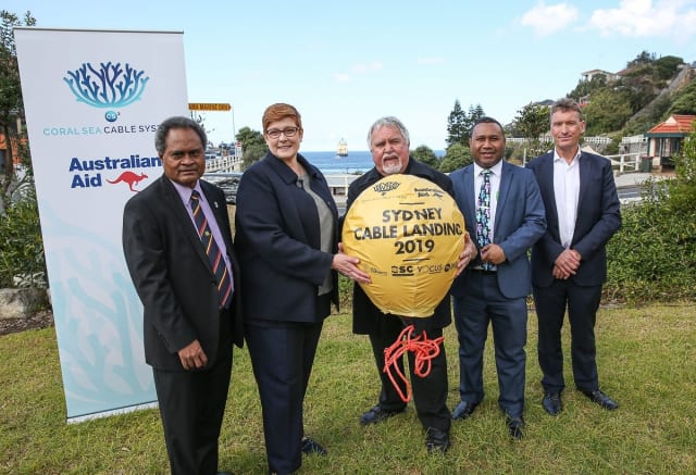 Coral Sea Cable System landing “golden buoy” ceremony (Credit: DFAT/ Peter Morris – Sydney Heads)