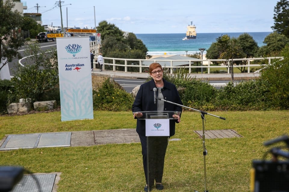 Senator Hon Marise Payne Minister for Foreign Affairs and Minister for Women addressing audience (Credit: DFAT/ Peter Morris – Sydney Heads)