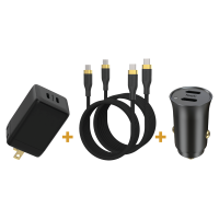 Simple - Super Fast Charge Bundle 2.0 4 in 1 Bundle (includes 2 Type C Dual Wall Chargers 45W, Type C Cable 6ft and Type C Cable 4ft) - Black