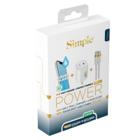 Simple - Power and Protection Bundle (includes Type C Wall Charger 45W, Type C Cable 10ft and Liquid Glass Screen Protector) - White