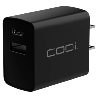 CODi - 20W USB C and USB A Dual Port Wall Charger - Black