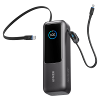 Anker - 165W Power Bank 25,000 mAh with Built-In USB C and Retractable Cable - Black