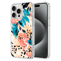 AMPD - TPU / Acrylic HD Print Case for Apple iPhone 15 Pro Max - Floral Blue Pattern