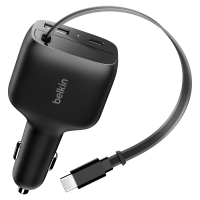 Belkin - BoostCharge Retractable Car Charger 75W - Black