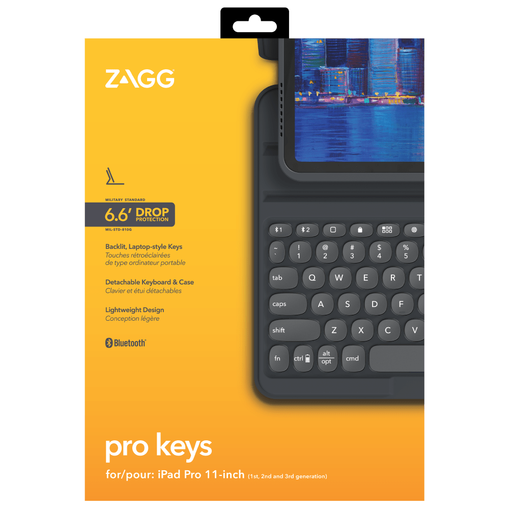 Wholesale cell phone accessory ZAGG - Pro Keys Bluetooth Keyboard Case for Apple iPad Pro 11