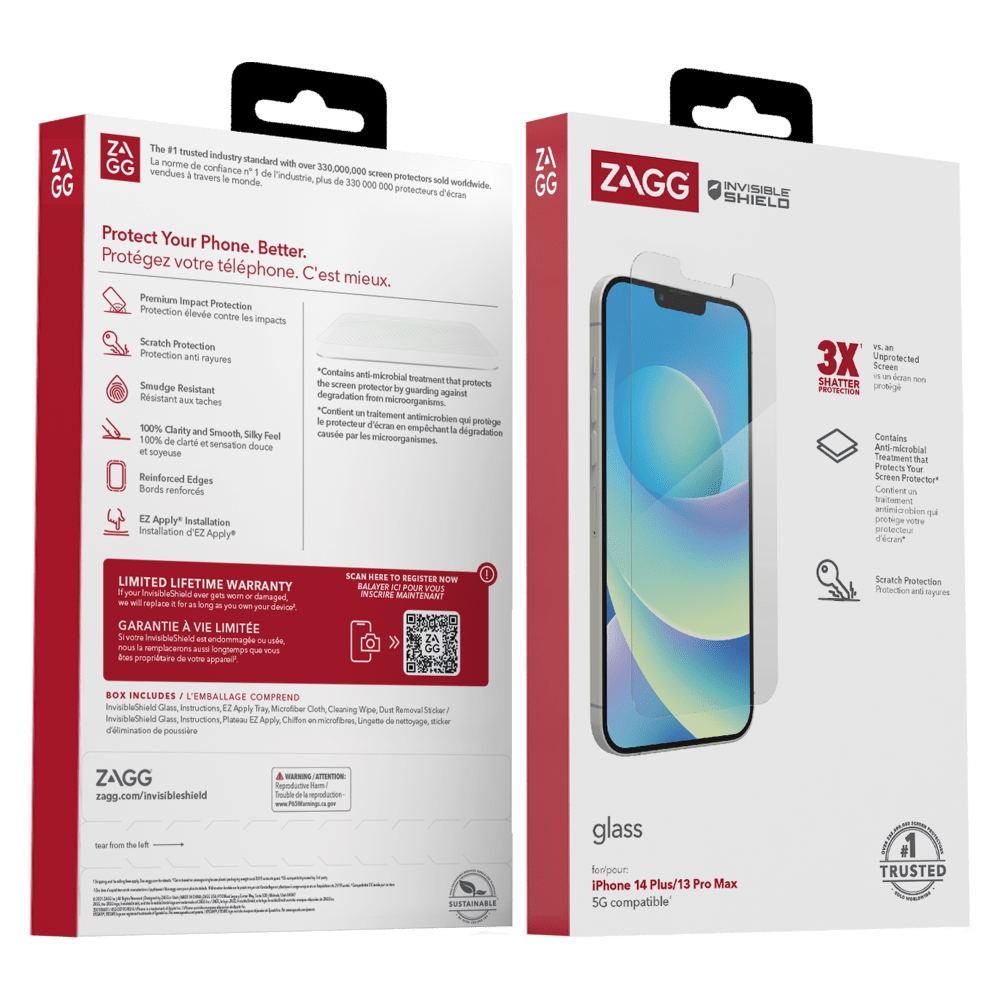 Wholesale cell phone accessory ZAGG - InvisibleShield Antimicrobial Glass Screen Protector