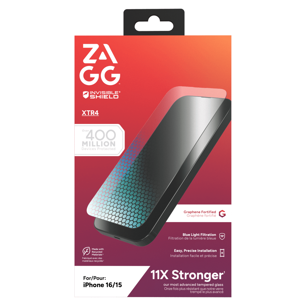 Wholesale cell phone accessory ZAGG - InvisibleShield XTR4 Antimicrobial Glass Screen Protector