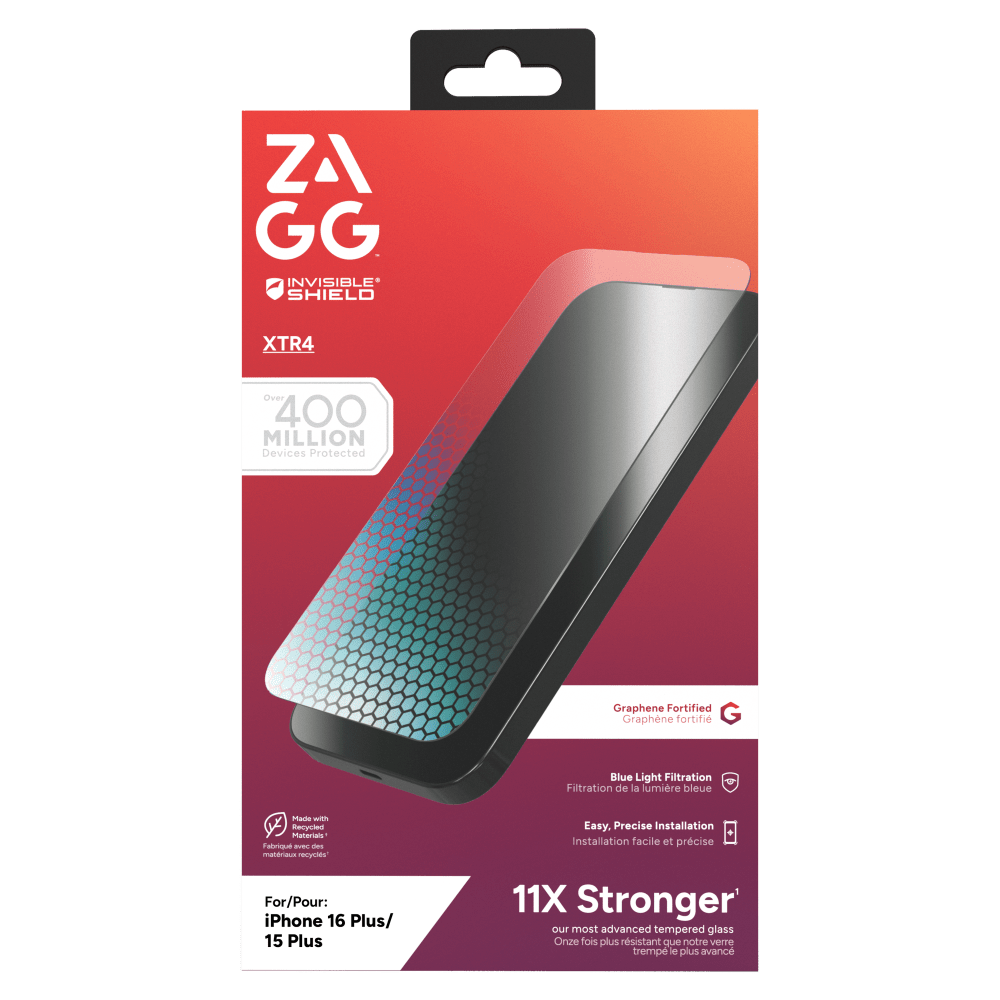 Wholesale cell phone accessory ZAGG - InvisibleShield XTR4 Antimicrobial Glass Screen Protector
