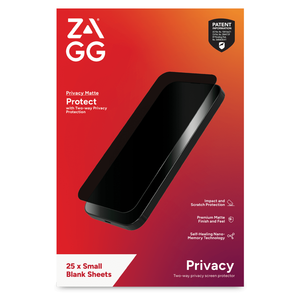Wholesale cell phone accessory ZAGG - ISOD Privacy Matte Screen Protector 25 Pack for Small